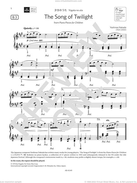 The Song Of Twilight (Grade 3, List B3, From The ABRSM Piano Syllabus 2023 & 2024)